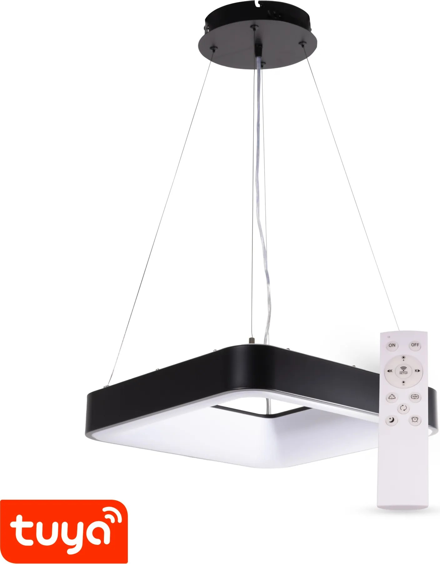 T-LED SMART Tuya závěsné ZULU 48W CCT hranaté černé CCT