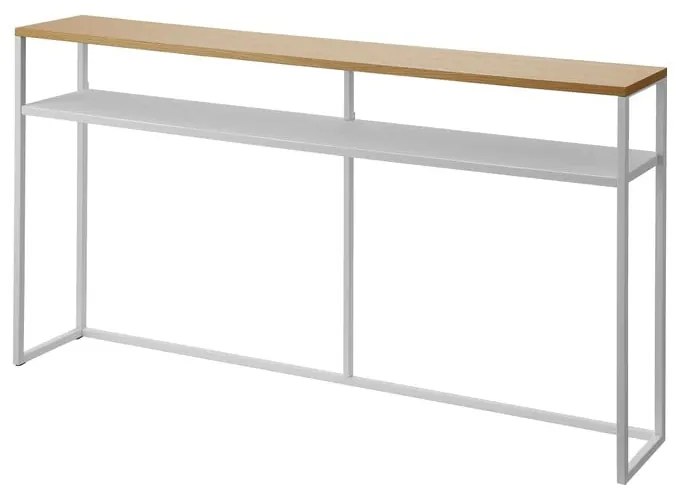 Bílo-světle hnědý konzolový stolek v dekoru jasanu 20,5x126 cm Tower – YAMAZAKI
