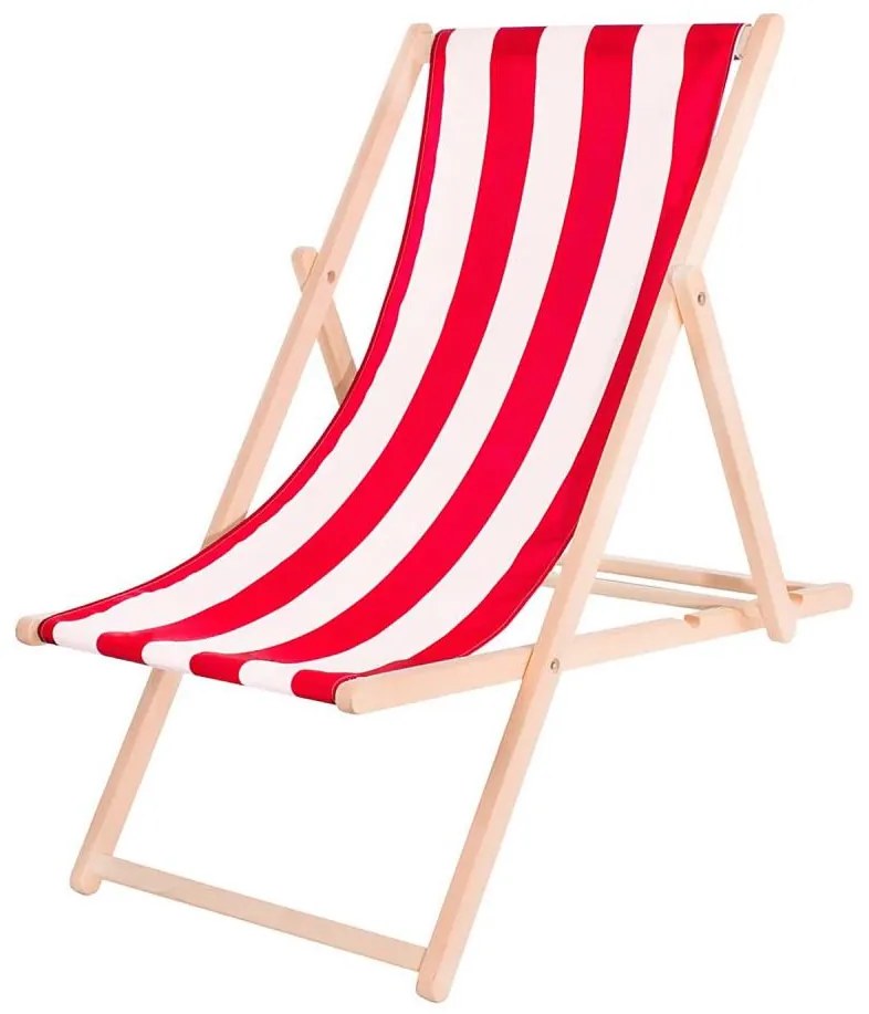 Platinet Zahradní lehátko červená/bílá/buk PL0507