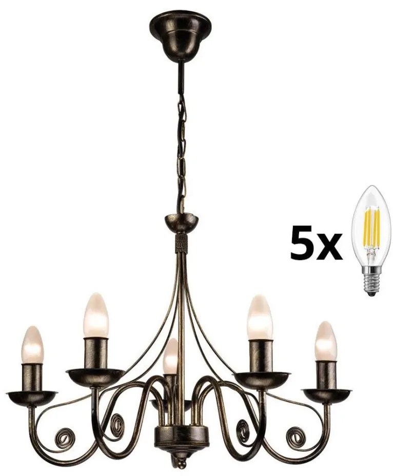 Brilagi Brilagi - LED Lustr na řetězu STEFANO 5xE14/40W/230V černá patina BG0733