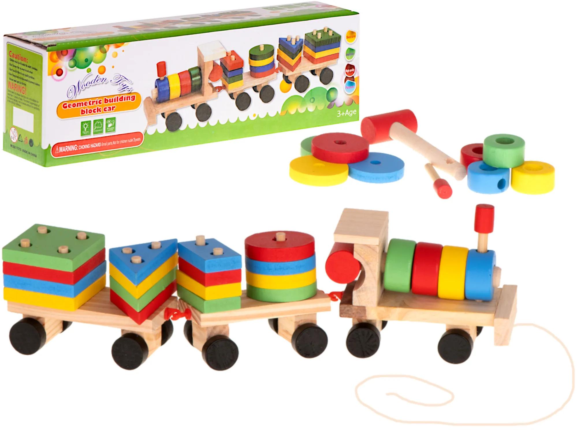 IK Dřevěný vláček s tvary pro děti