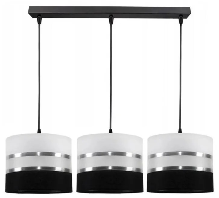 Belis Lustr na lanku CORAL 3xE27/60W/230V černobílá BE0020
