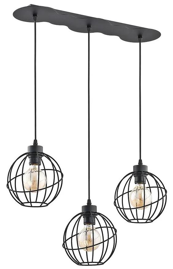 TK Lighting Lustr na lanku ORBITA BLACK 3xE27/60W/230V TK1627