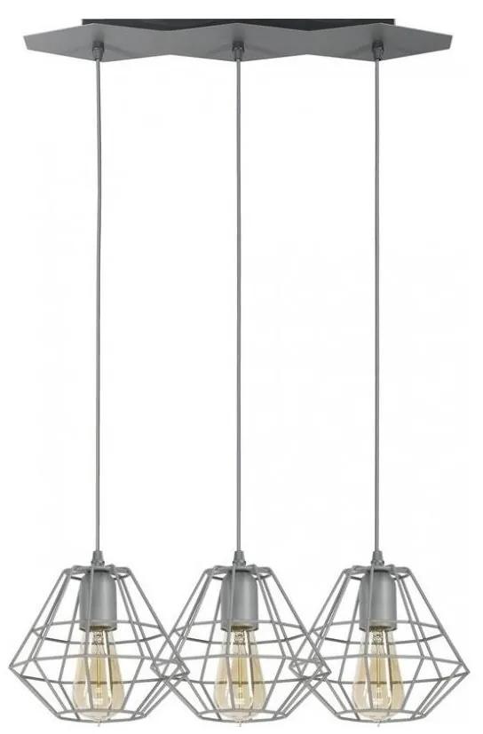 TK Lighting Lustr na lanku DIAMOND 3xE27/60W/230V šedá TK2003