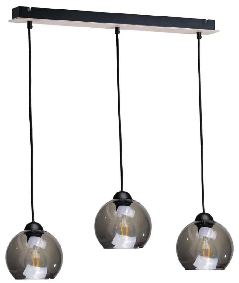Keter Lighting Lustr na lanku UNO WOOD 3xE27/60W/230V černá/hnědá NA0227