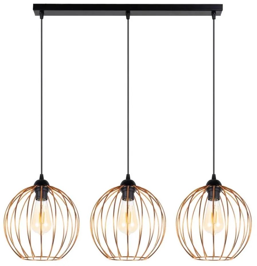 Belis Lustr na lanku MATT 3xE27/60W/230V černá/měděná BE0739