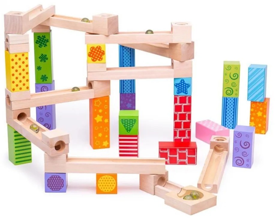 Bigjigs Toys Dřevěná kuličková dráha barevná BJ786
