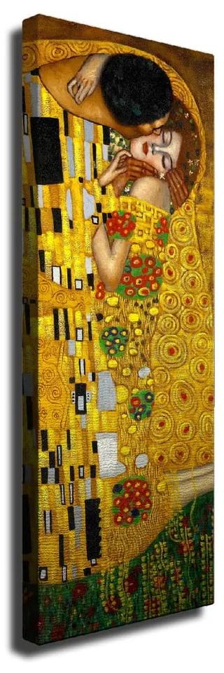 Nástěnná reprodukce na plátně Gustav Klimt The Kiss, 30 x 80 cm