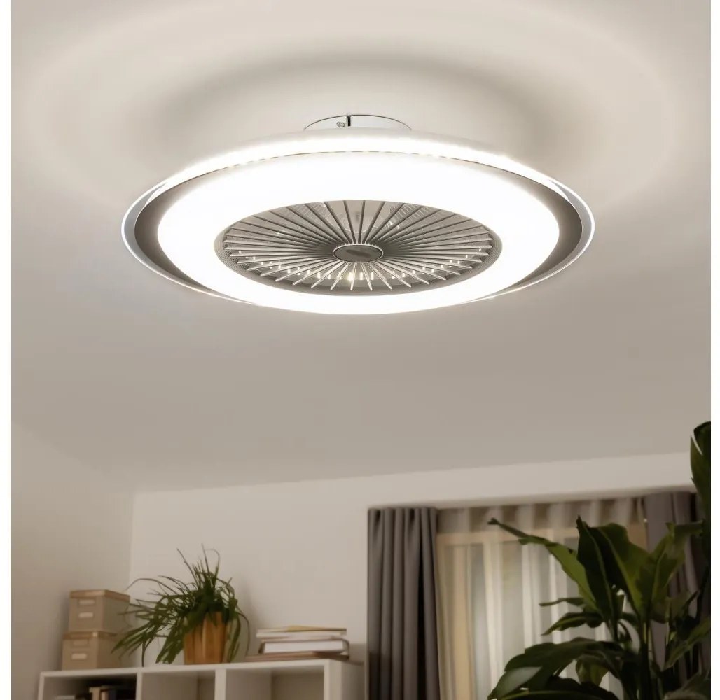 Brilagi Brilagi - LED Stmívatelné svítidlo s ventilátorem RONDA LED/48W/230V stříbrná+DO BG0369 Brilagi Brilagi - LED Stmívatelné svítidlo s ventilátorem RONDA LED/48W/230V stříbrná+DO BG0369