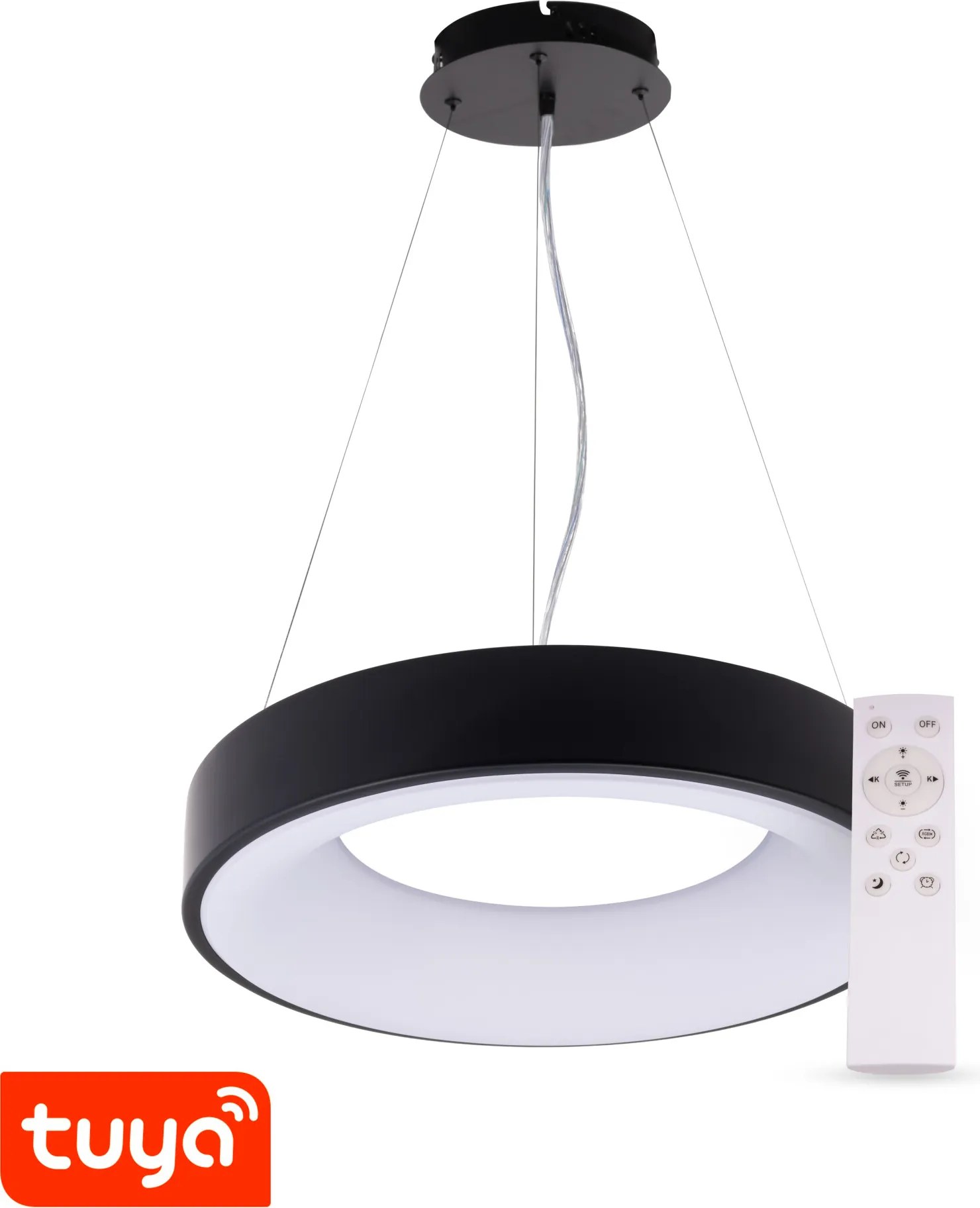 T-LED SMART Tuya závěsné ZULU 60W CCT kulaté černé CCT