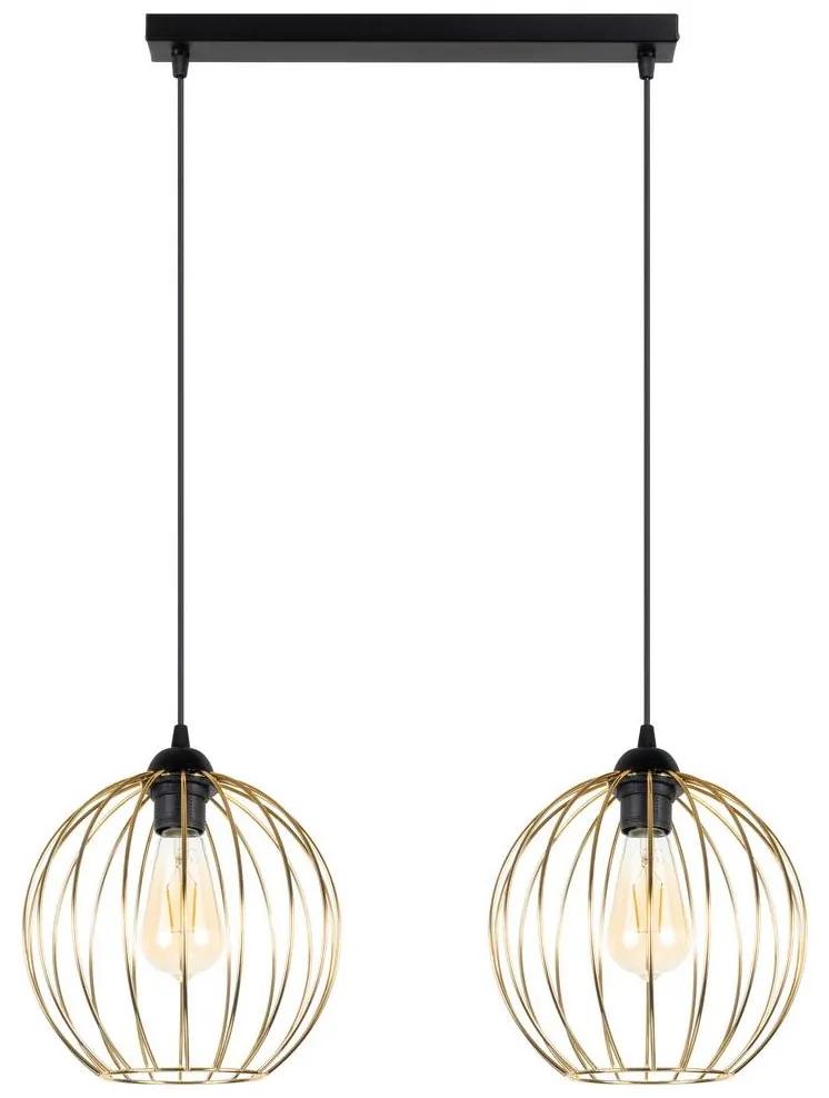 Belis Lustr na lanku MATT 2xE27/60W/230V černá/zlatá BE0728