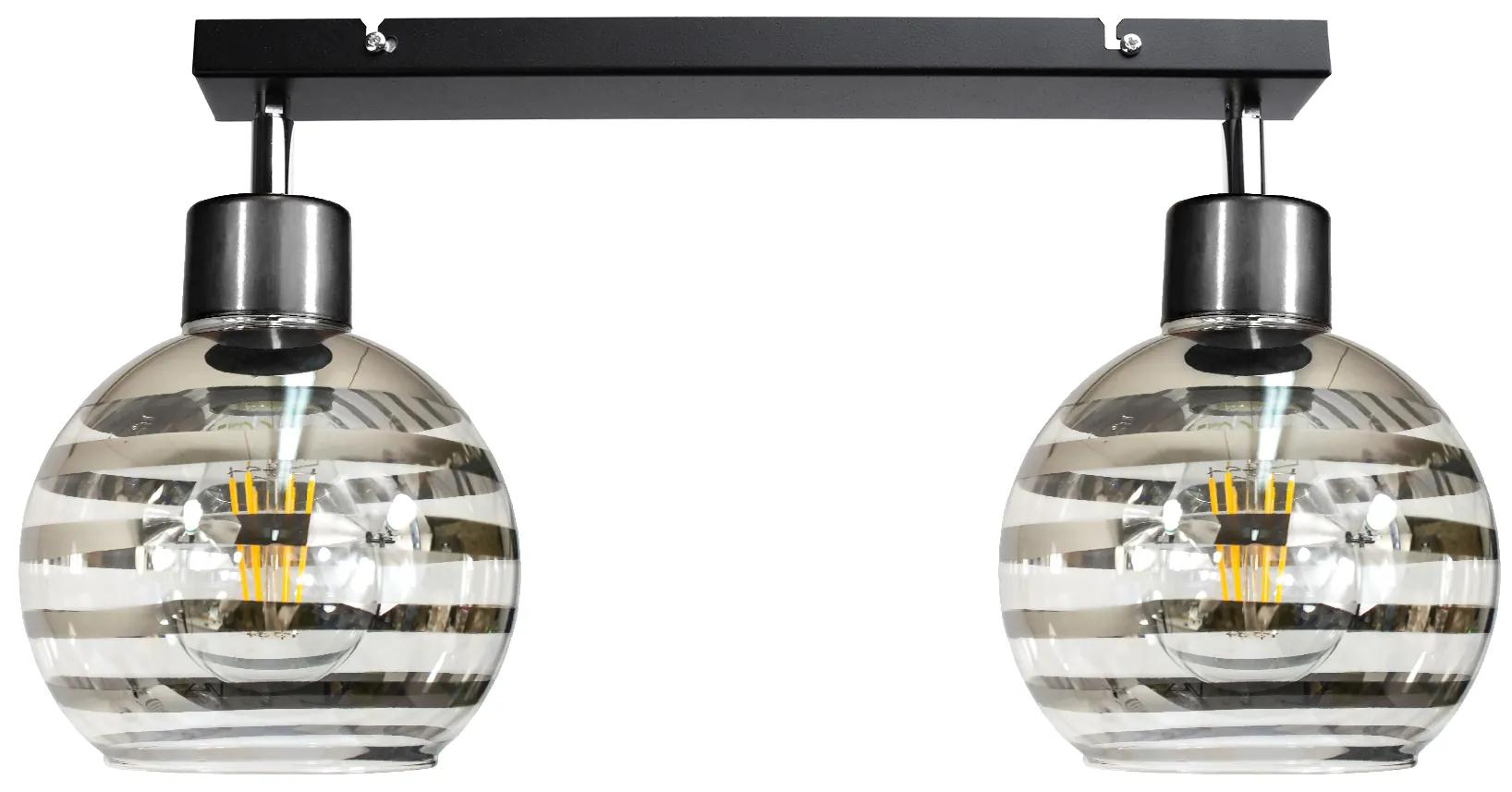BERGE Stropní svítidlo 2xE27 GLASS BALL stripes black BERGE Stropní svítidlo 2xE27 GLASS BALL stripes black