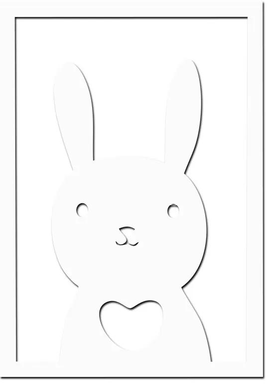 Dřevěný obraz RABBIT Barevný vzor: Bílá, Rozměry (cm): 40x57