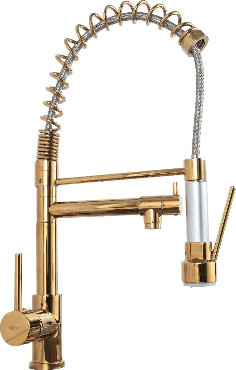 Kuchyňská baterie MEXEN CORINA s kanálem pro filtrovanou vodu zlatá
