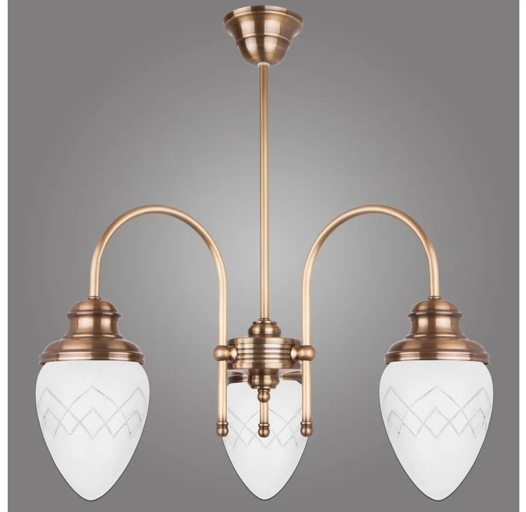 KEMAR Kemar RI/3/M - Lustr na tyči RINAMA 3xE27/60W/230V mosaz PD513