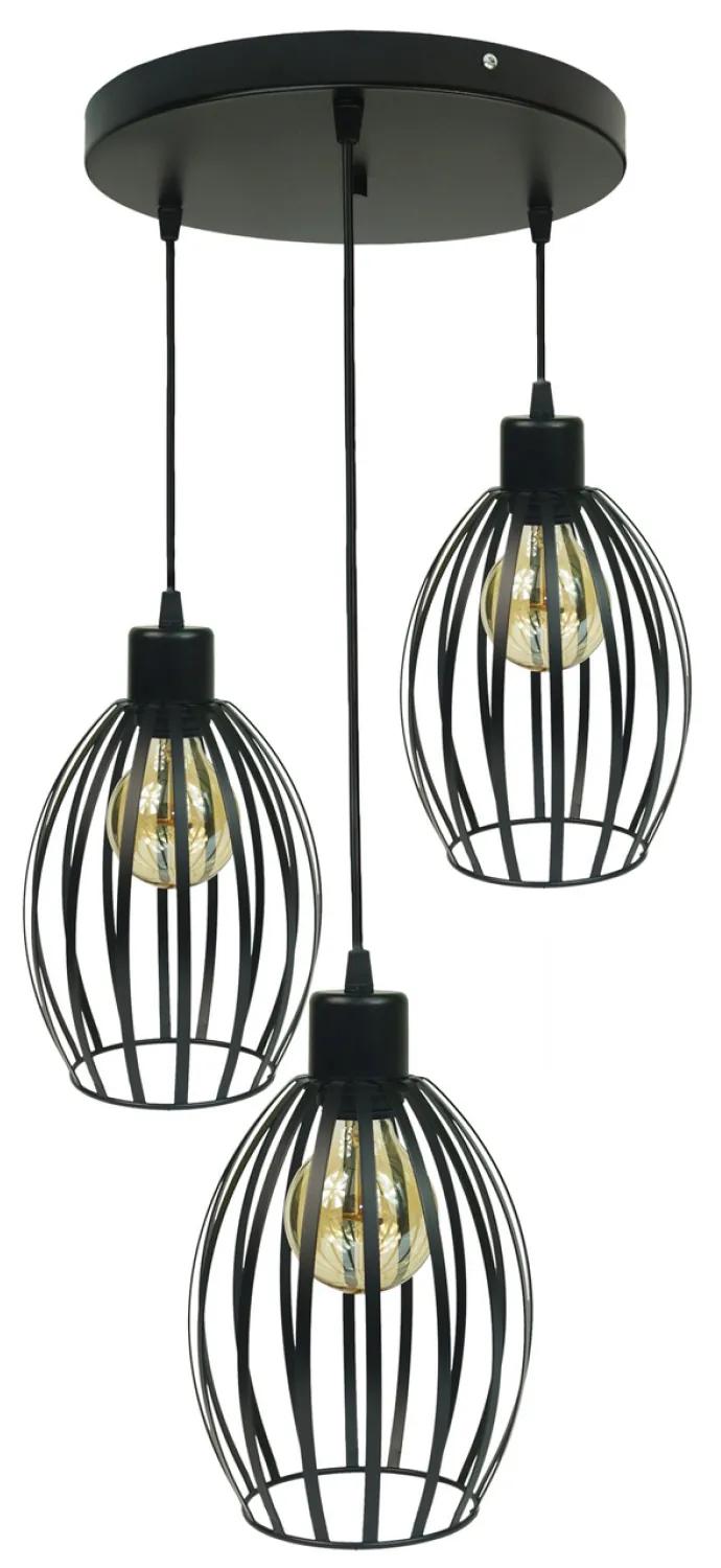 Light for home - Závěsné svítidlo 7001/POL3CZ FIORDA, 3xE27/60W, černá struktura, 3x60W, E27, Černá