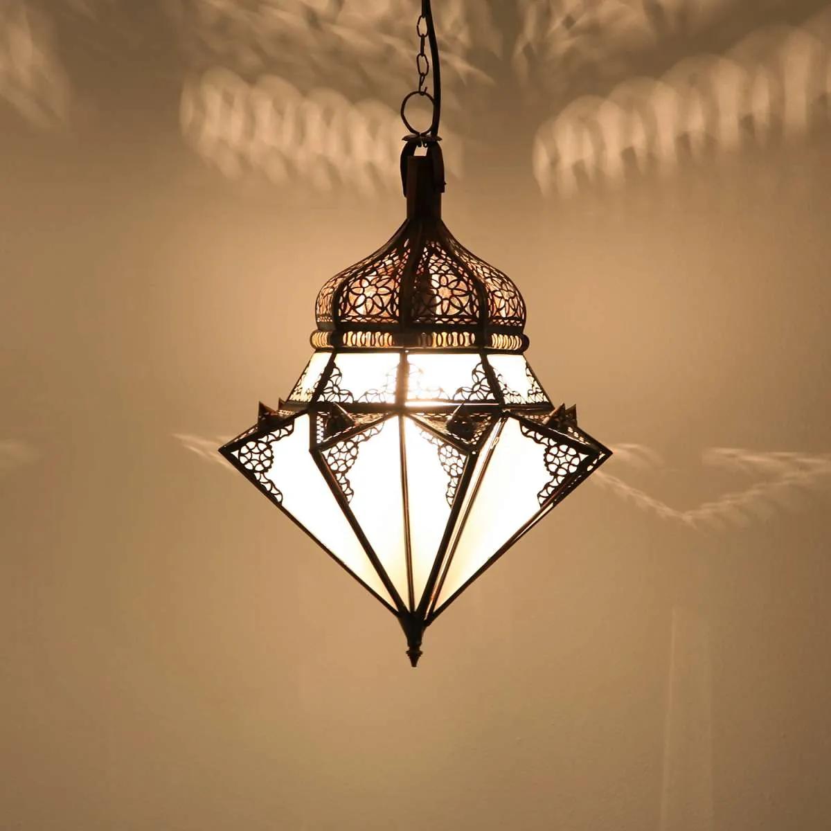 Orientální závěsná lampa Jawhara bílá