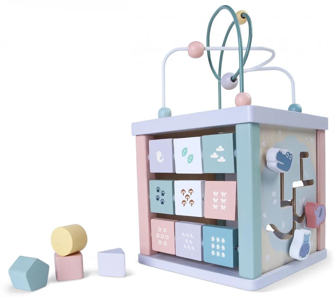 Edukační dřevěná kostka Sorter Ecotoys barevná