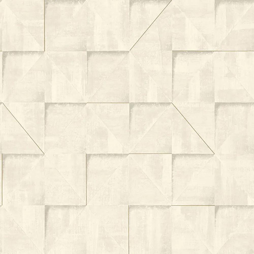 Béžová geometrická vliesová tapeta na zeď, 3D imitace obkladu, RE25171, Reflect, Decoprint