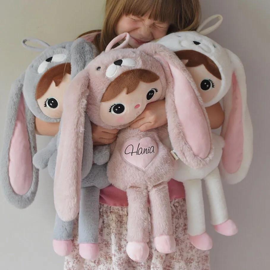 Usínáček - Panenka zajíček růžová 50 cm