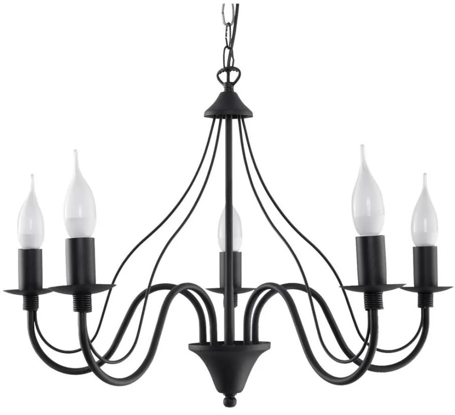 Sollux Sollux SL.0218 - Lustr na řetězu MINERWA 5 5xE14/40W/230V černá SLX0154