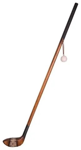 Turnajová vintage golfová hůl z hikorového dřeva s míčkem 100 cm