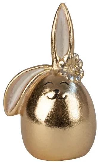 Velikonoční porcelánový králík s květinou DENNY, zlatý