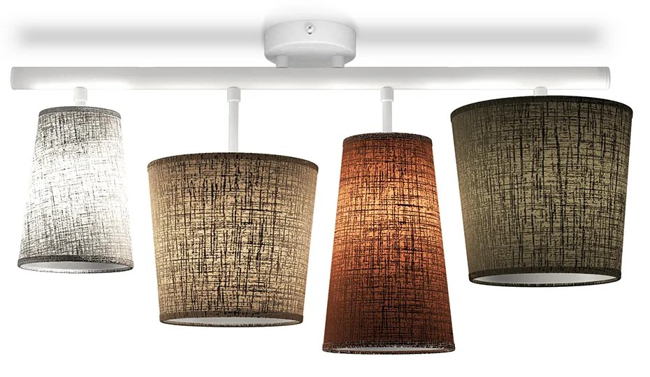 Light for home - Designový bílý lustr, kovová montura s čtyřmi vícebarevnýmii stínítky. 40944 
