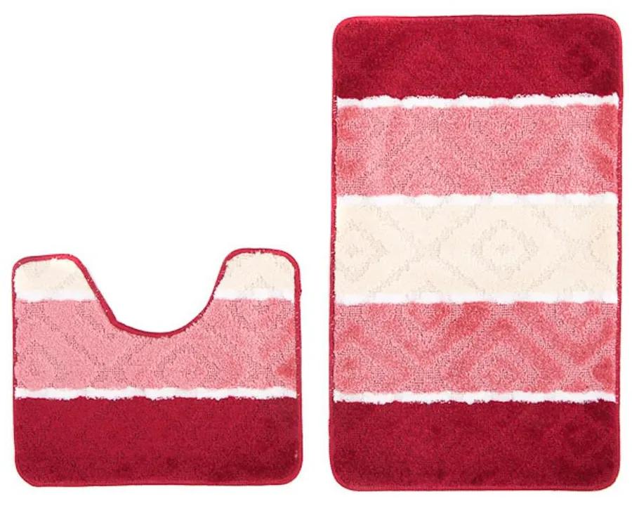 *Koupelnové předložky Čtverce červené 2 ks 50x80cm *Koupelnové předložky Čtverce červené 2 ks 50x80cm