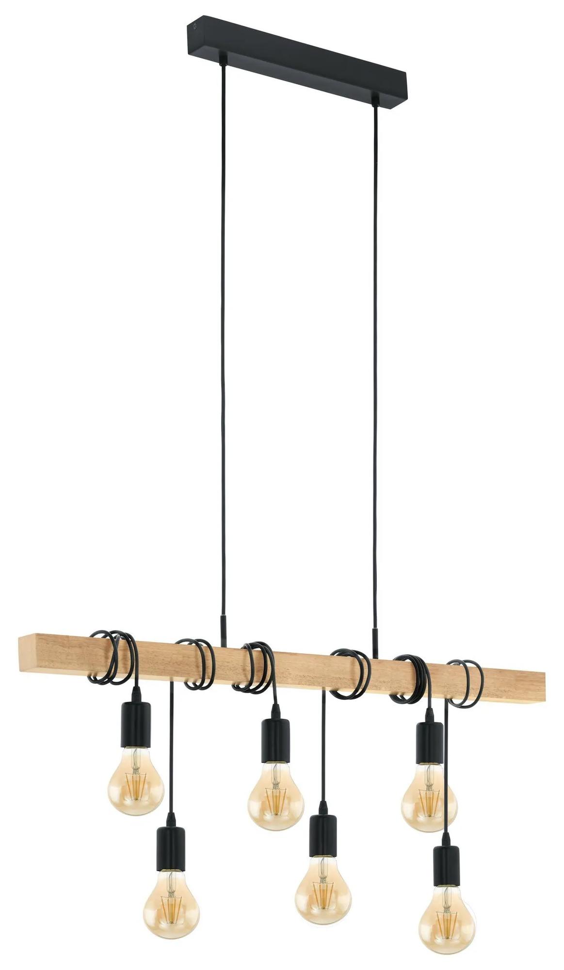 Závěsné svítidlo EGLO TOWNSHEND / E27 / 220-240V / 50/60Hz / ocel / dřevo / černá/hnědá