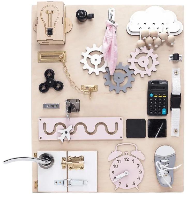 Manibox Montessori vzdělávací activity board Zvolte barvu: Růžová, Zvolte stojan: Bez stojanu