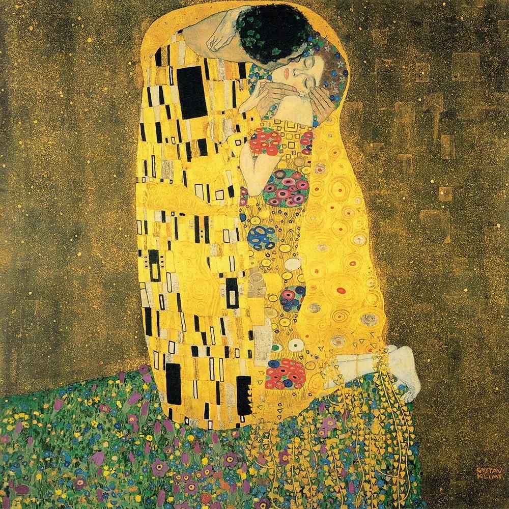 Reprodukce obrazu Gustav Klimt The Kiss, 50 x 50 cm