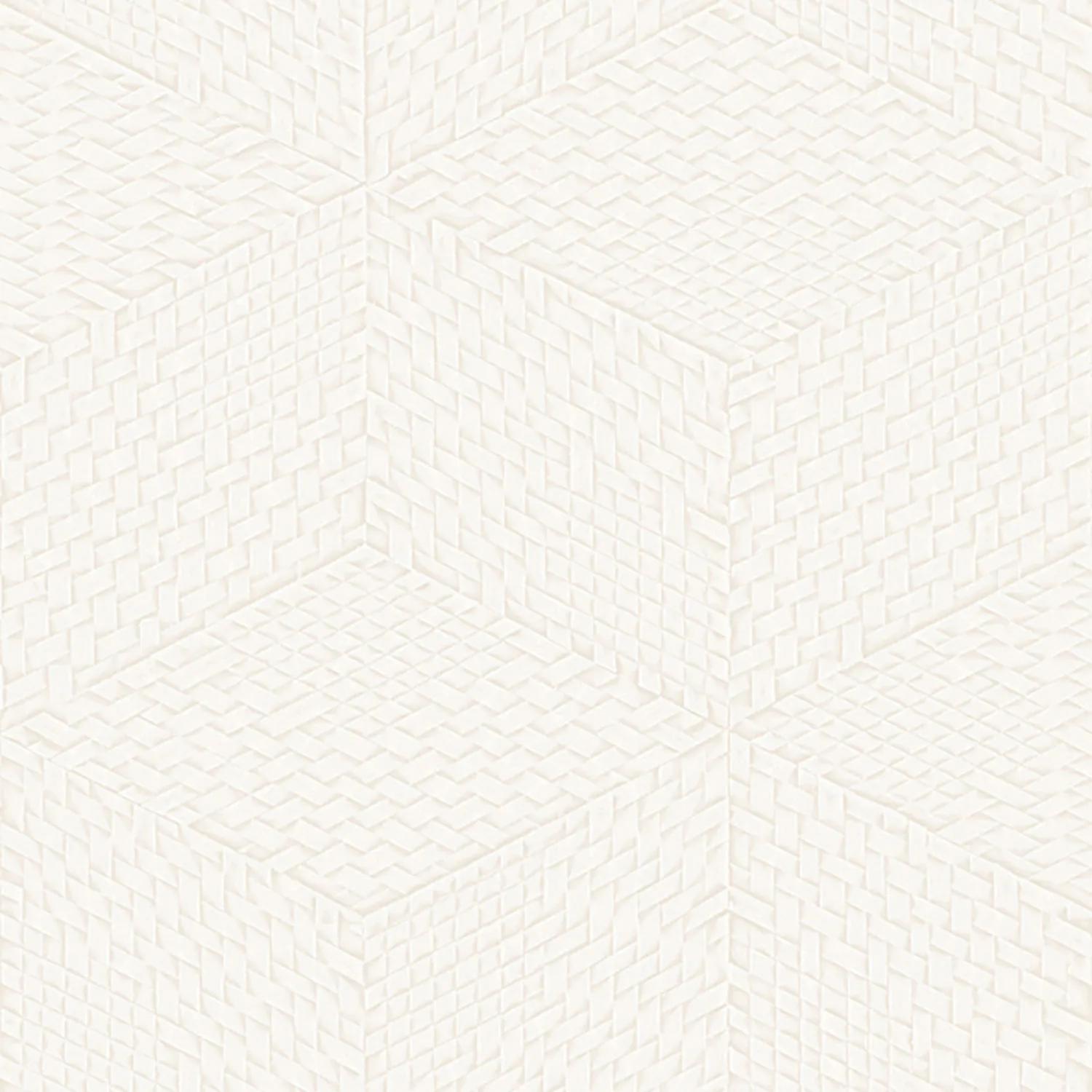 Bílá 3D geometrická vliesová tapeta na zeď, TP422951, Exclusive Threads, Design ID