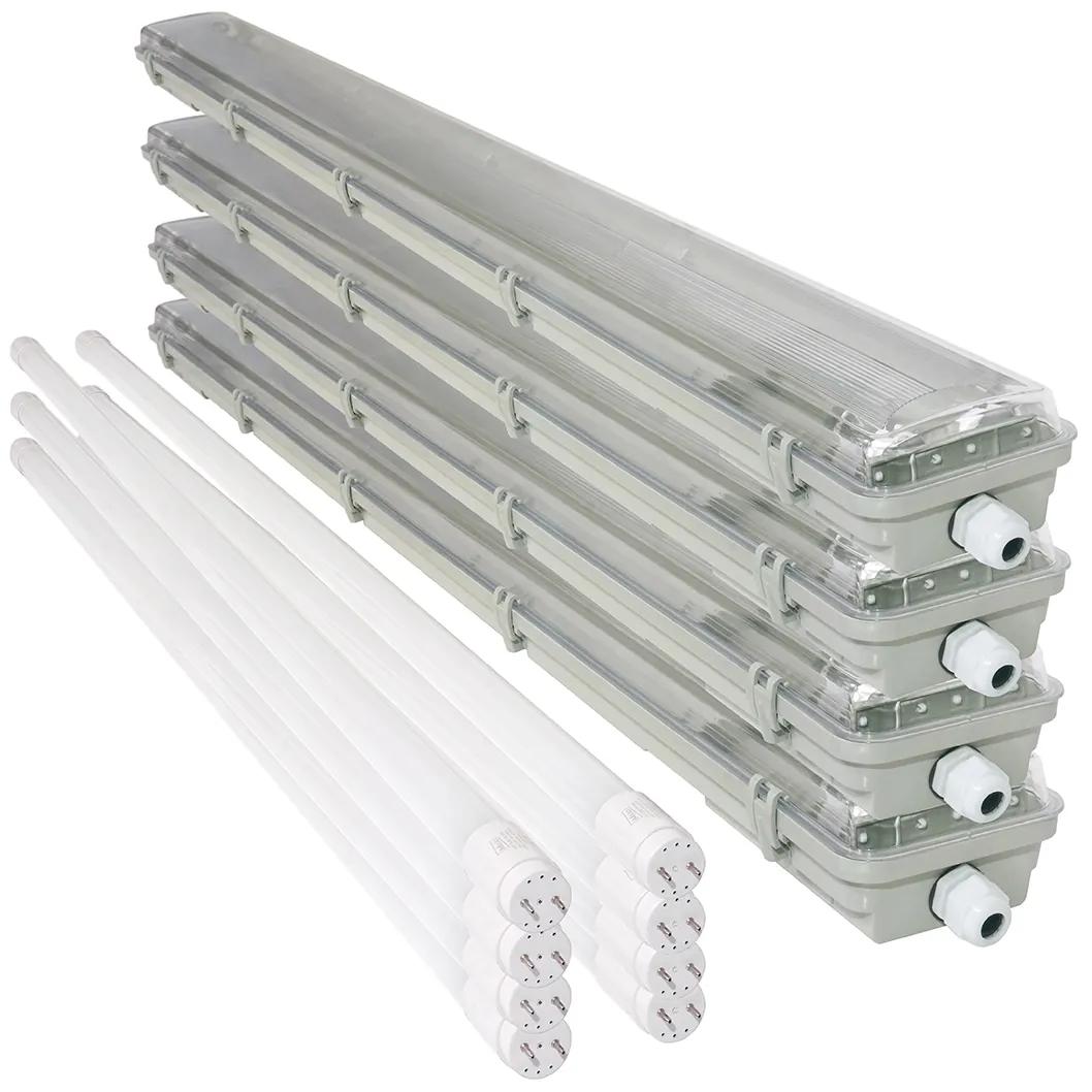 BERGE 4x Svítidlo + 8x LED trubice - T8 - 120cm - 144W - studená bílá - SADA - ver2 BERGE 4x Svítidlo + 8x LED trubice - T8 - 120cm - 144W - studená bílá - SADA - ver2