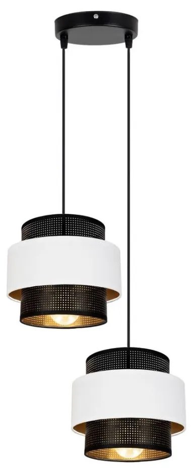 Belis Lustr na lanku NESS 2xE27/60W/230V pr. 30 cm černá/bílá BE0855