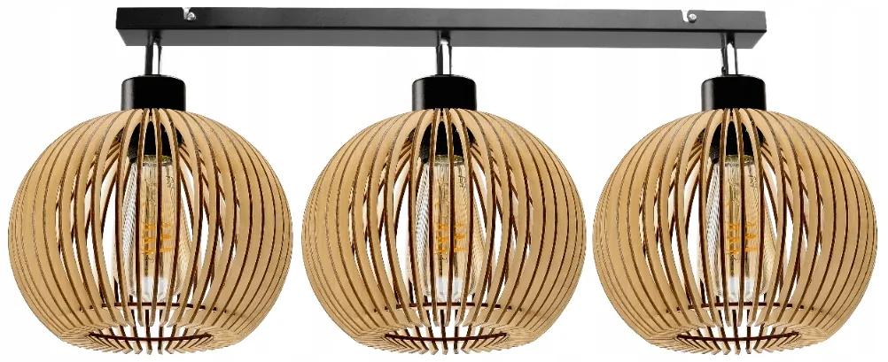BERGE Stropní LED svítidlo LOFT 3xE27 - WOOD - černé BERGE Stropní LED svítidlo LOFT 3xE27 - WOOD - černé