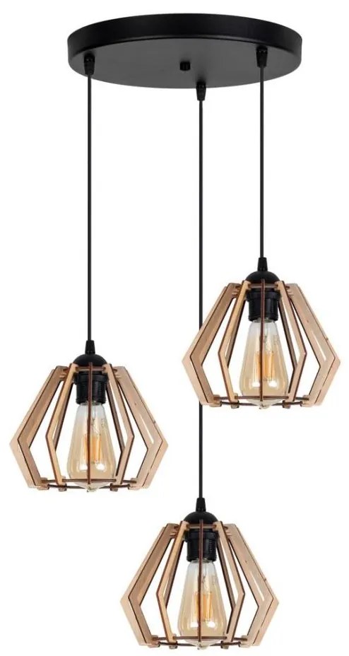 Belis Lustr na lanku BERGO 3xE27/60W/230V černá BE0504