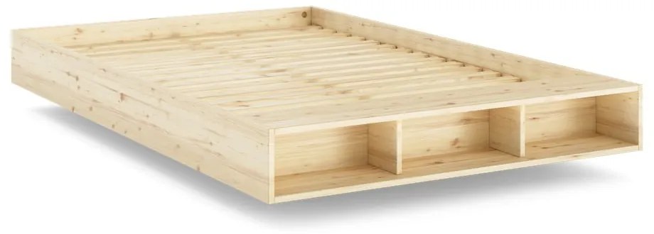 Natúr színű borovi fenyő franciaágy ágyráccsal 160x200 cm Merge  Karup Design