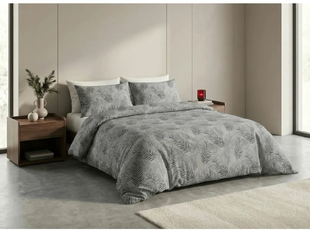 Pamut ágyneműhuzat FLOERIUM szürke Ágyneműhuzat mérete: 70 x 90 cm | 140 x 200 cm