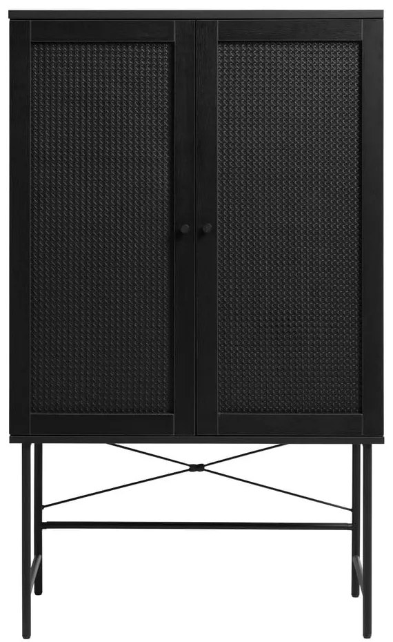 Fekete szekrény tölgyfa dekorral 80x135 cm Pensacola Unique Furniture