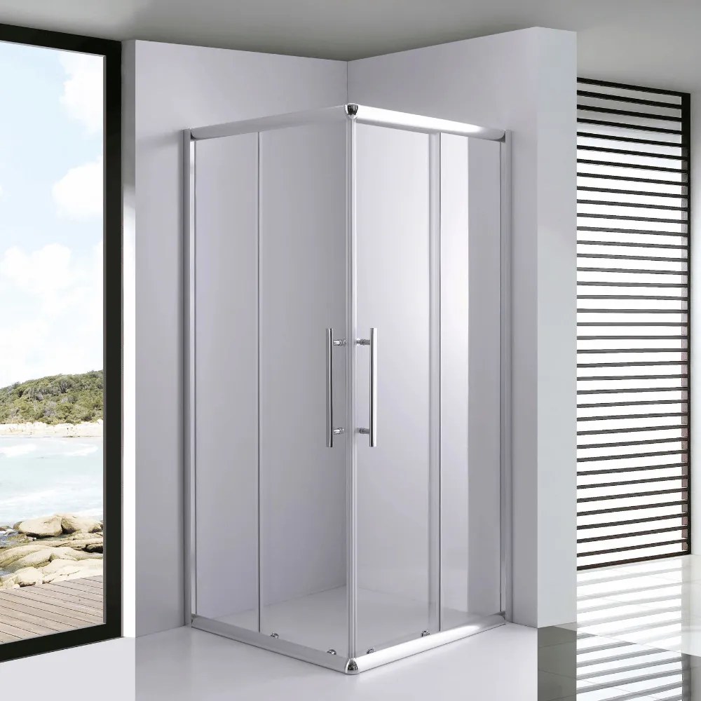 Stuxi Nizza 70x70 cm szögletes két tolóajtós zuhanykabin 6 mm vízlepergető biztonsági üveggel, króm elemekkel, 190 cm magas