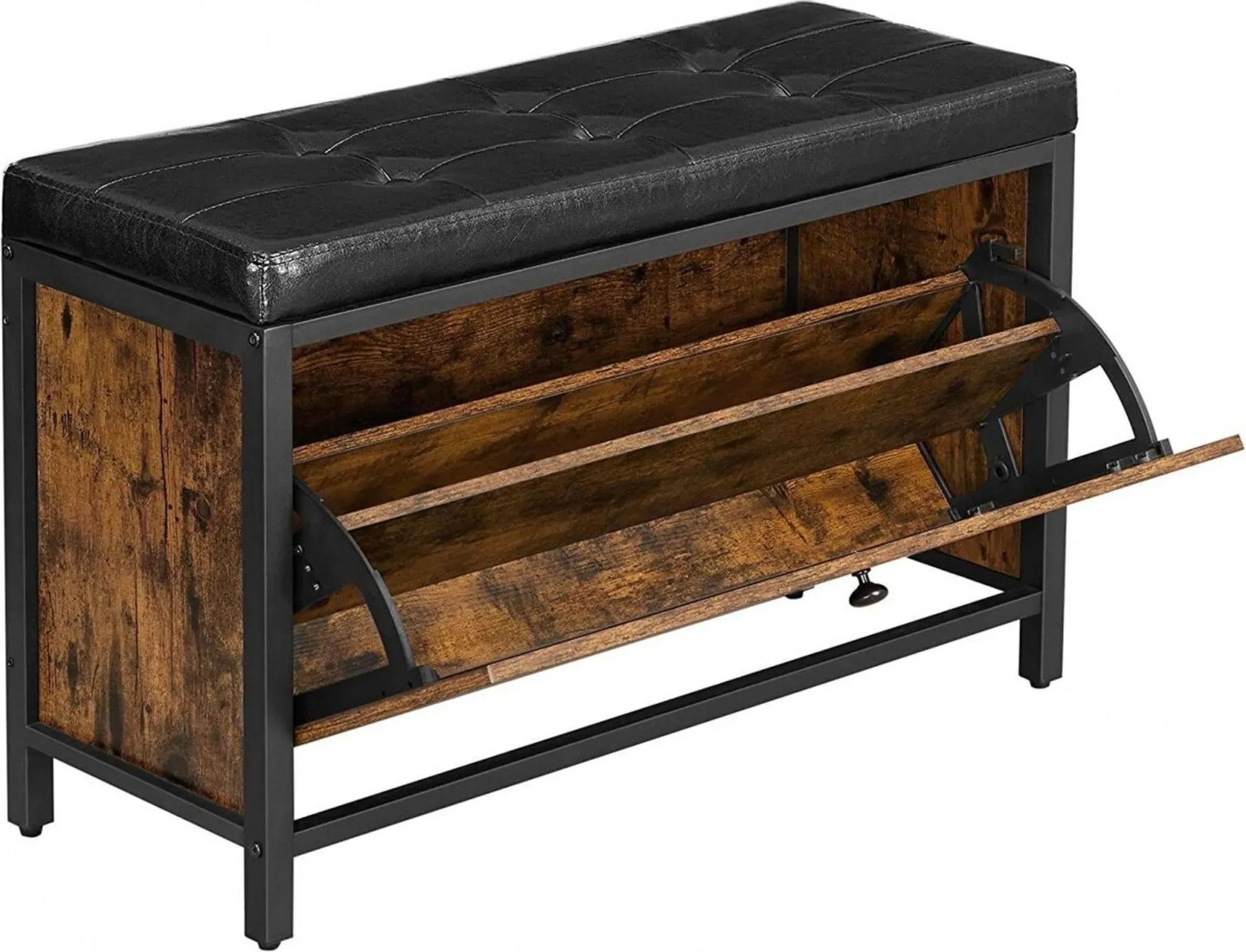 Cipősszekrény TAYLOR paddal 80x30 cm, rusztikus barna/fekete