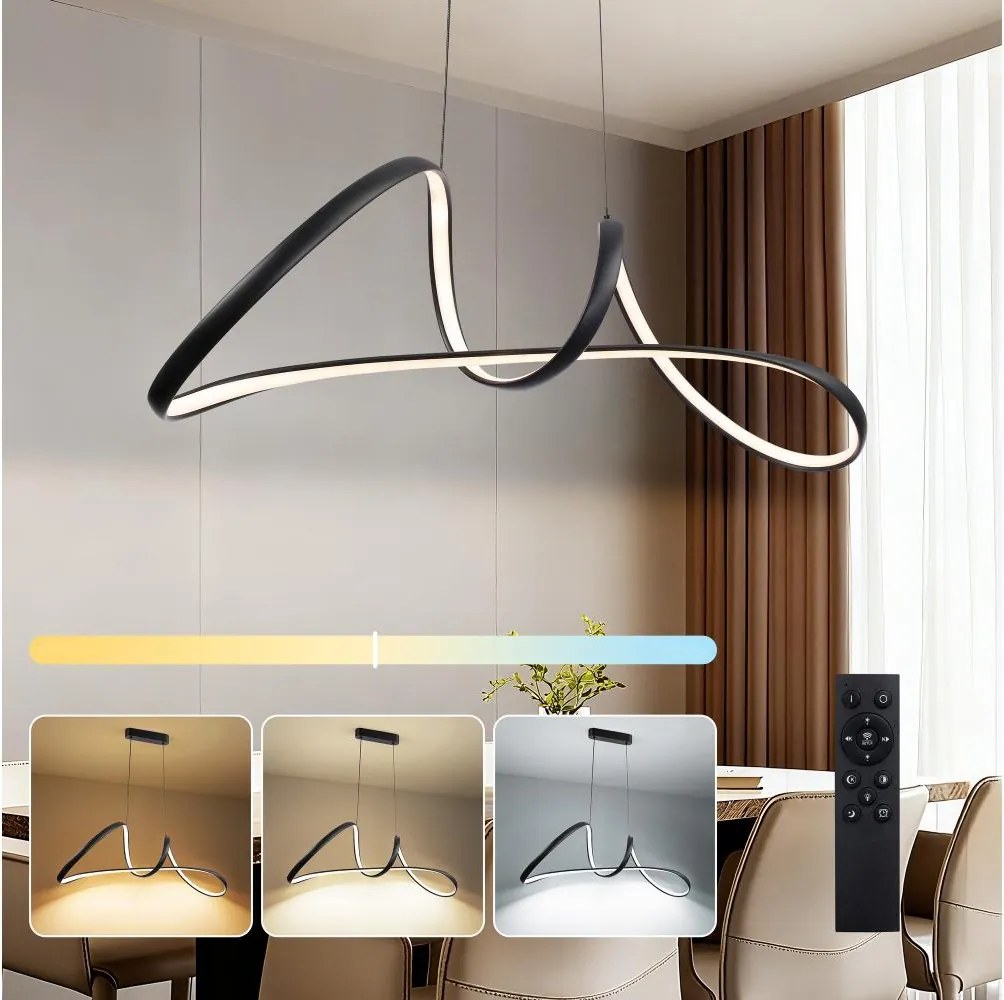 Brilagi-LED Dimmelhető TWISTER kábeles LED/60W/230V 3000-6000K fekete + távirányító