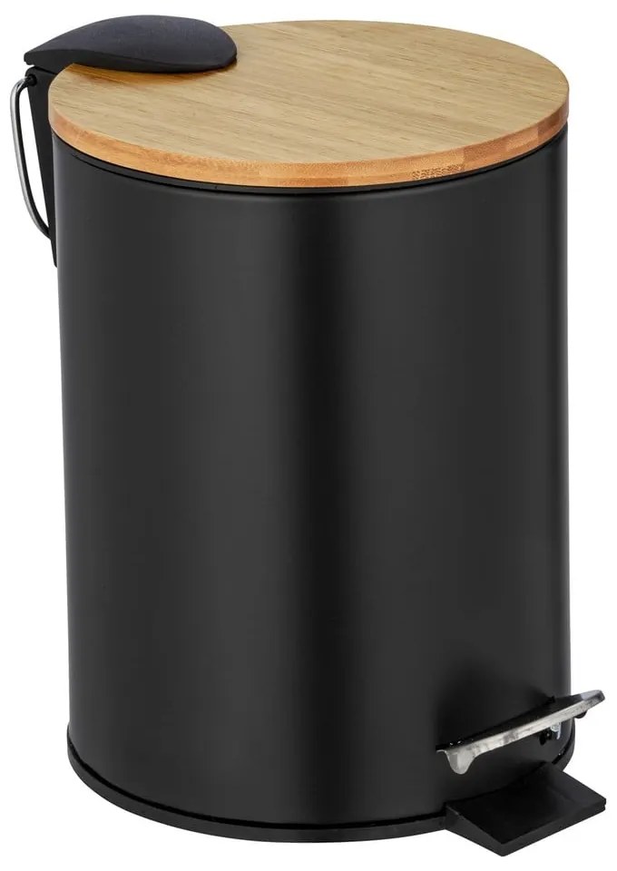 Tortona fekete szemetes bambusz fedéllel, 3 l - Wenko