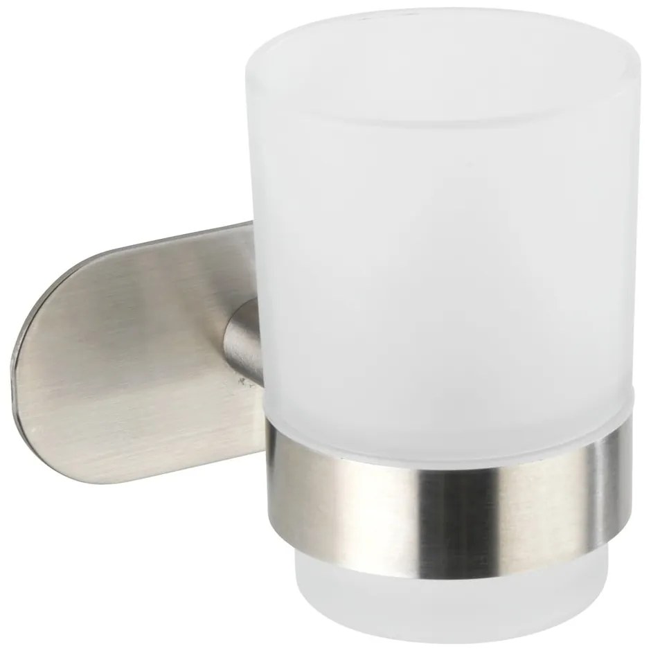 Matt ezüstszínű öntapadós üveg fogkefetartó pohár Orea  Wenko