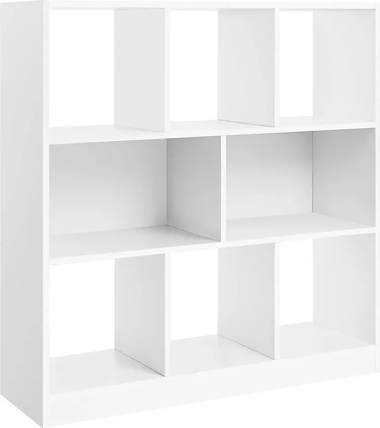 Könyvespolc, térelválasztó polc, 97,5 x 100 x 30 cm, fehér
