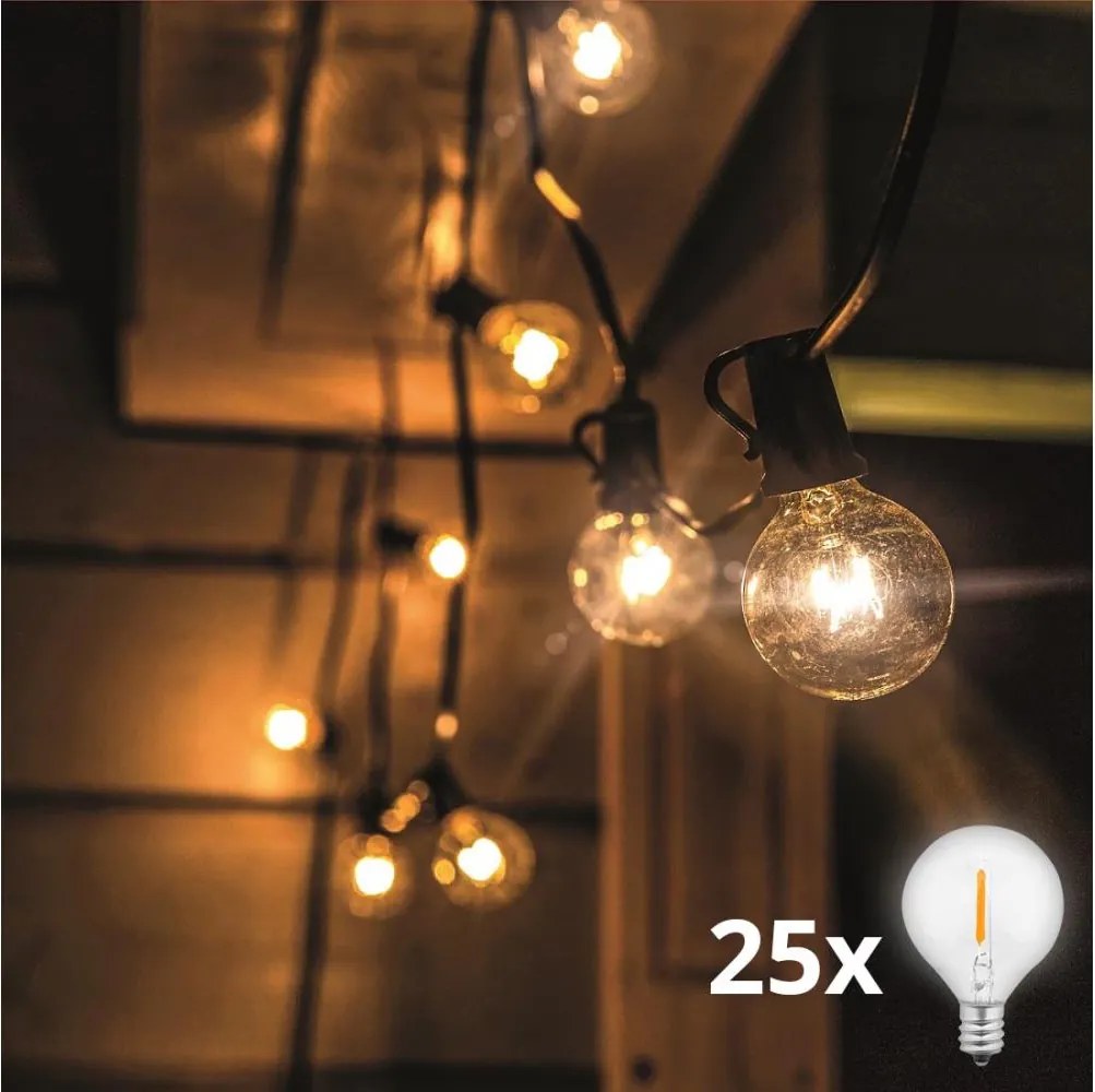 Solight WO794 - LED Kültéri dekoratív lánc GARLAND 25xE12 20m IP44 meleg fehér