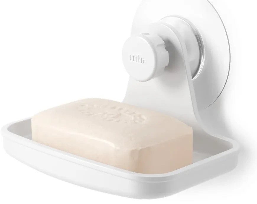 Fehér öntapadós újrahasznosított műanyag szappantartó Flex  Umbra
