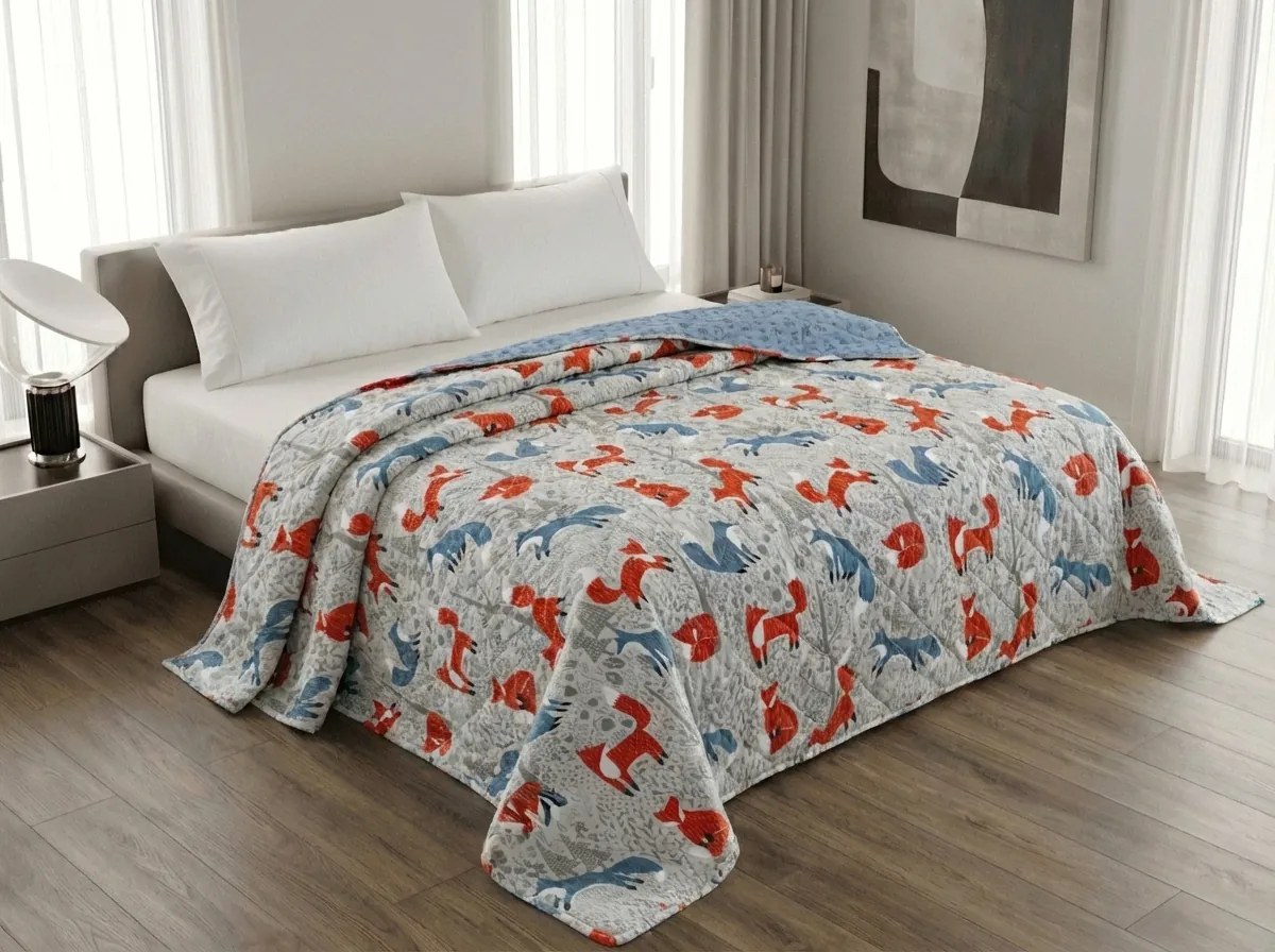 Ágytakaró FOXIVA szürke, 100% pamut Méret: 170 x 210 cm