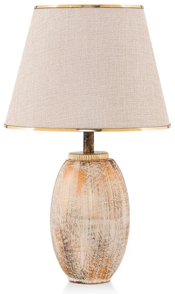 Krémszínű-aranyszínű asztali lámpa textil búrával (magasság 50 cm) Yakamoz  Opviq lights